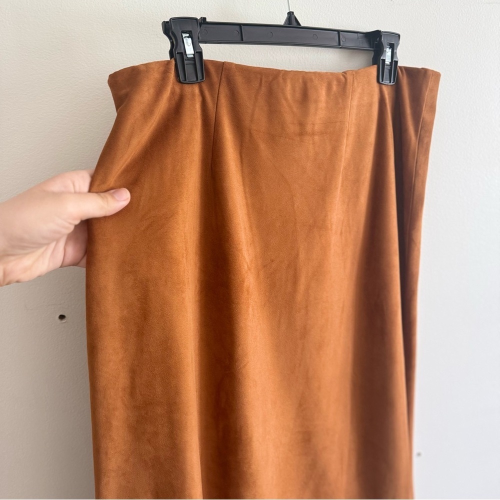 Brochu Walker Brown Midi Slip Skirt Brown Suede Luxury Western Size Large - Picture 8 of 8